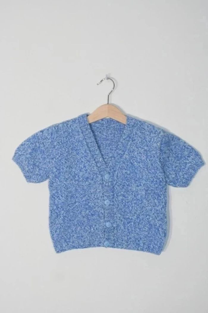 Gilet bleu chiné manches courtes 6 ans