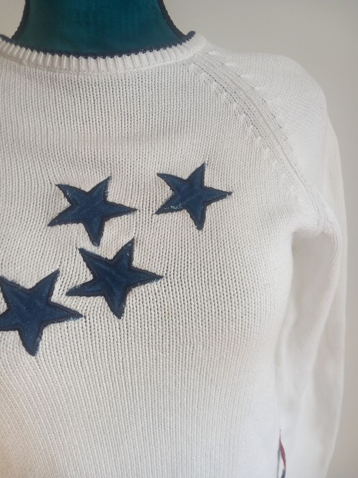 Pull over blanc et étoiles Cosy jeans - photo numéro 2