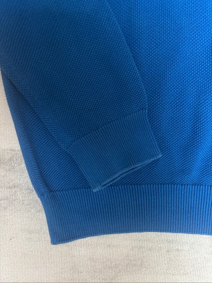 Sweat col V nid d’abeille Lacoste taille L bleu éclair/ciel - photo numéro 7