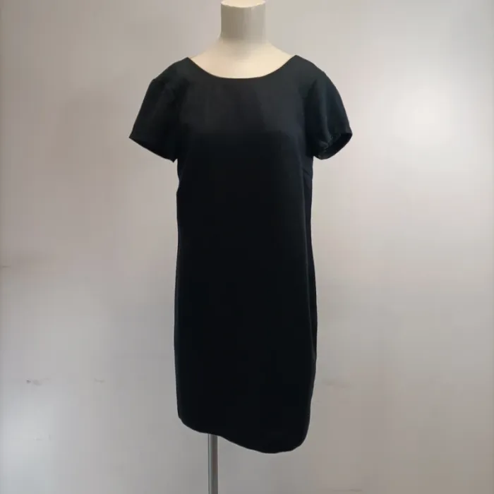 Robe noir S - coupe droite col rond - Vero Moda - Cocktail, Nouée à l'arrière, Dos décolleté A458