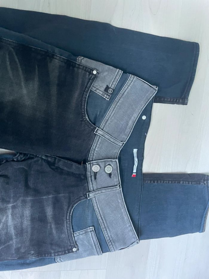 Superbe jean Le Temps des Cerises - tricolore  Noir & Gris Fonce & bleu - Taille 26 - photo numéro 3