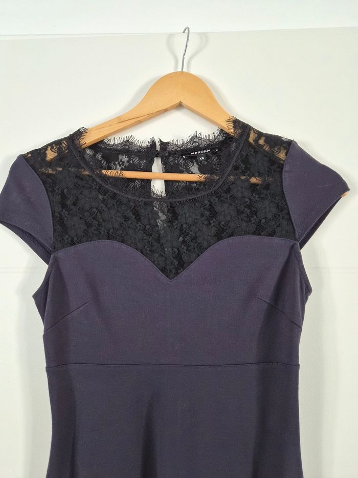 Robe bleu marine avec décolleté en dentelle noir Morgan - photo numéro 2