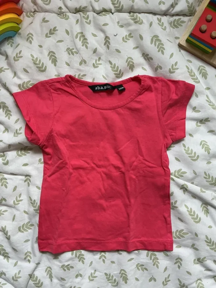teeshirt manches courtes rose uni 26 mois  BASIC - photo numéro 3