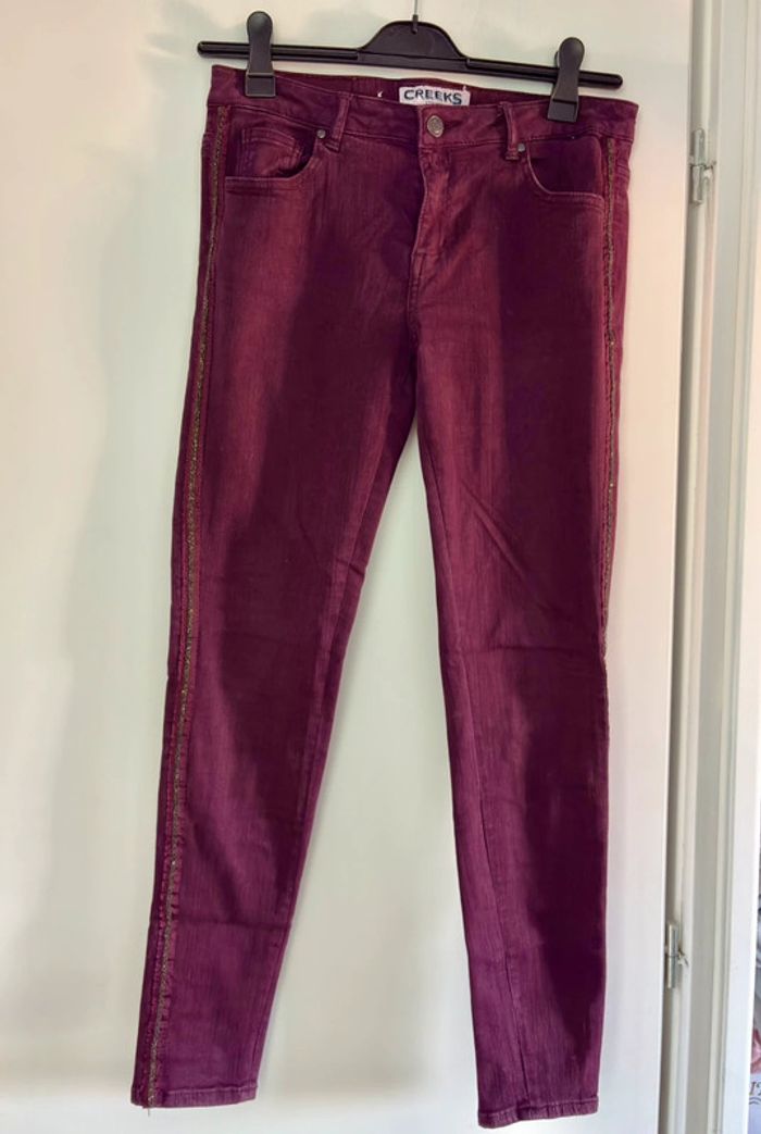 Jeans skinny taille mi-haute prune Creeks 40 - photo numéro 2