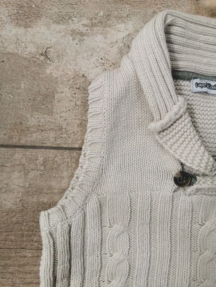 🌸Haut sans manches 100%coton beige Tape à l'œil 12mois - photo numéro 5