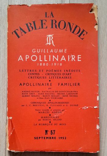 la table ronde - guillaume apollinaire 1880-1918 (littérature classique)