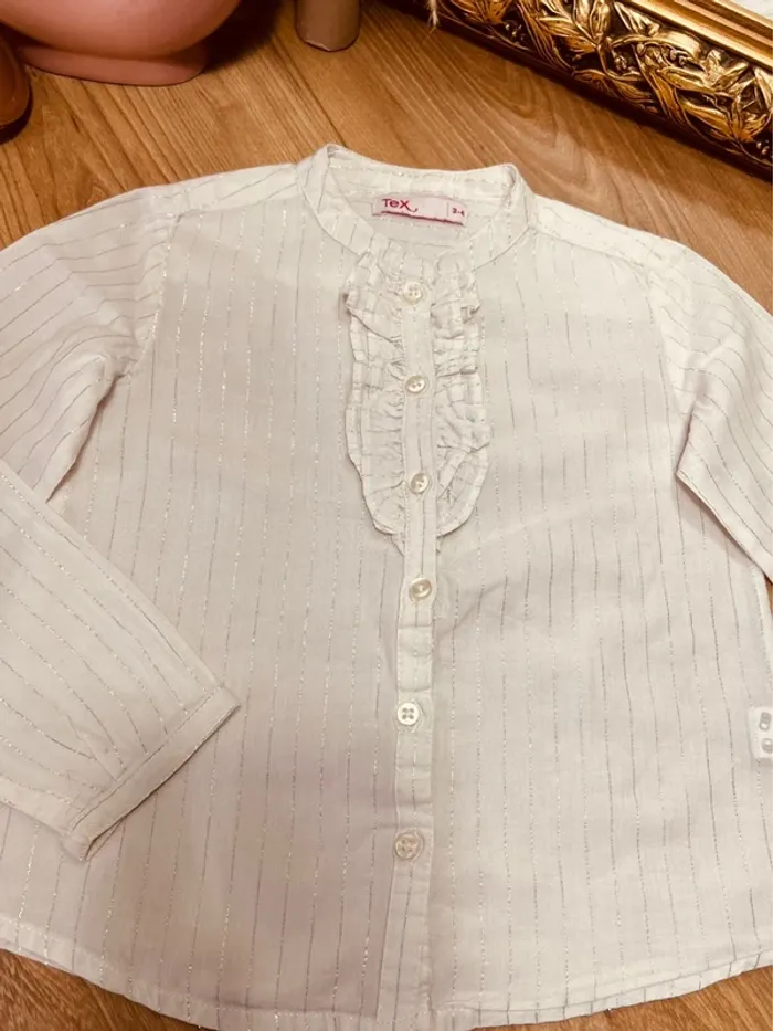Taille 4 ans tenue de fête Noël 2 pièces fille Tex Kiabi noir blanc et argenté * jabots * 🩷 - photo numéro 4