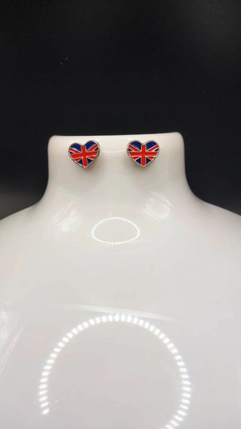 Boucle d oreille en forme de coeur drapeau anglais
