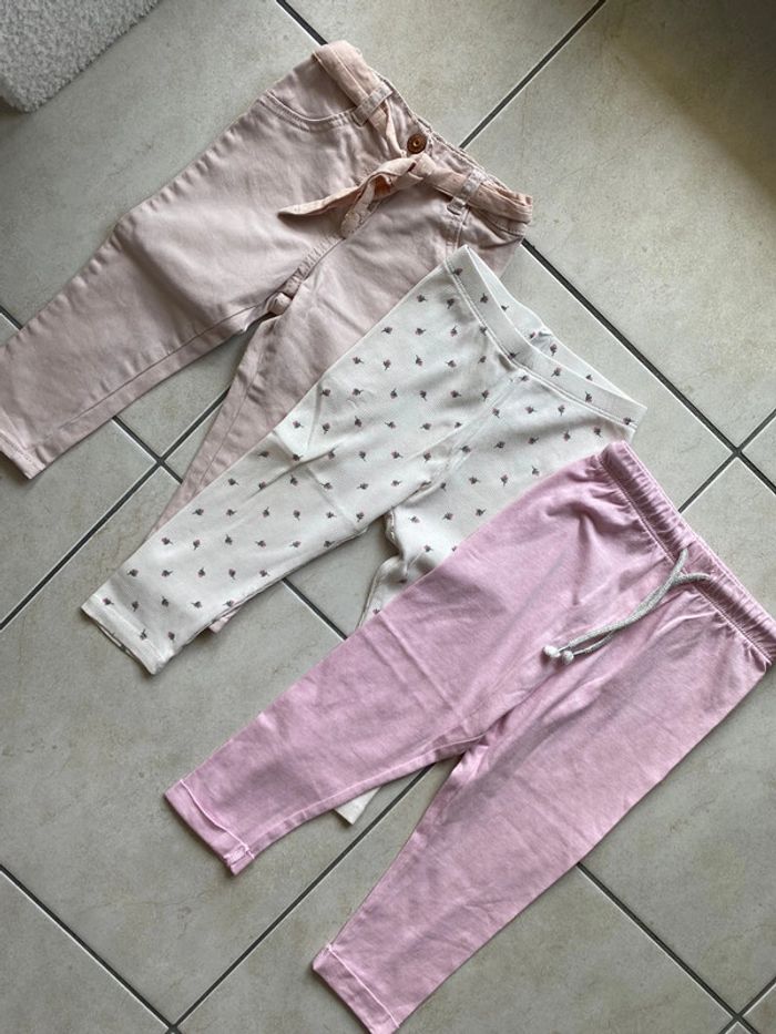 Lot de 3 pantalons legging fille 24 mois rose - photo numéro 3