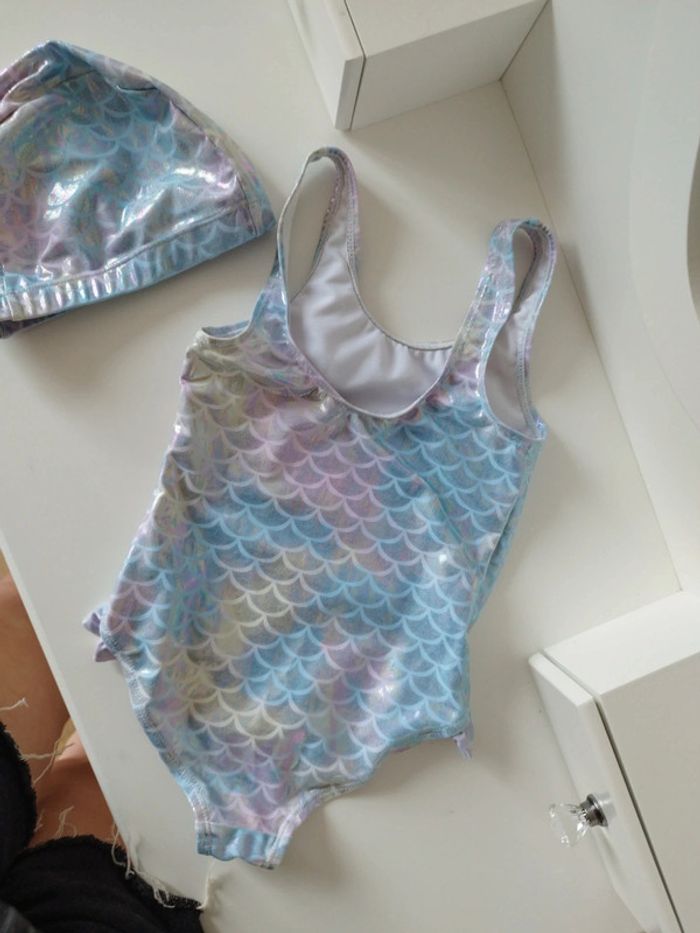 Maillot de bain assorti au bonnet de bain une pièce fille sirène 4 ans - photo numéro 2