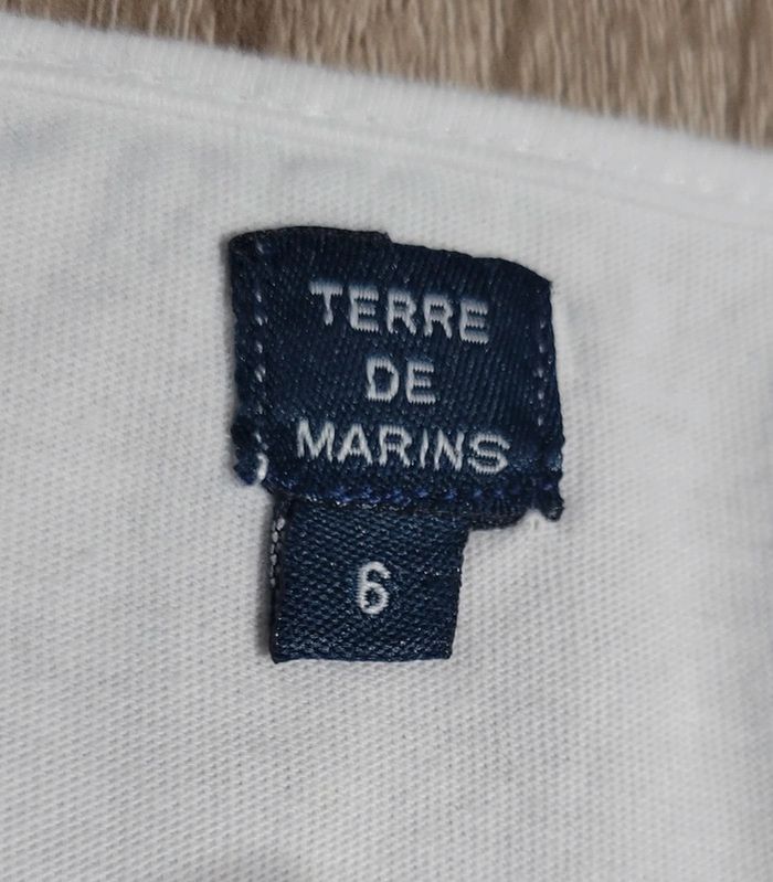 T-shirt blanc brodé Terre de Marins taille 6 - photo numéro 3