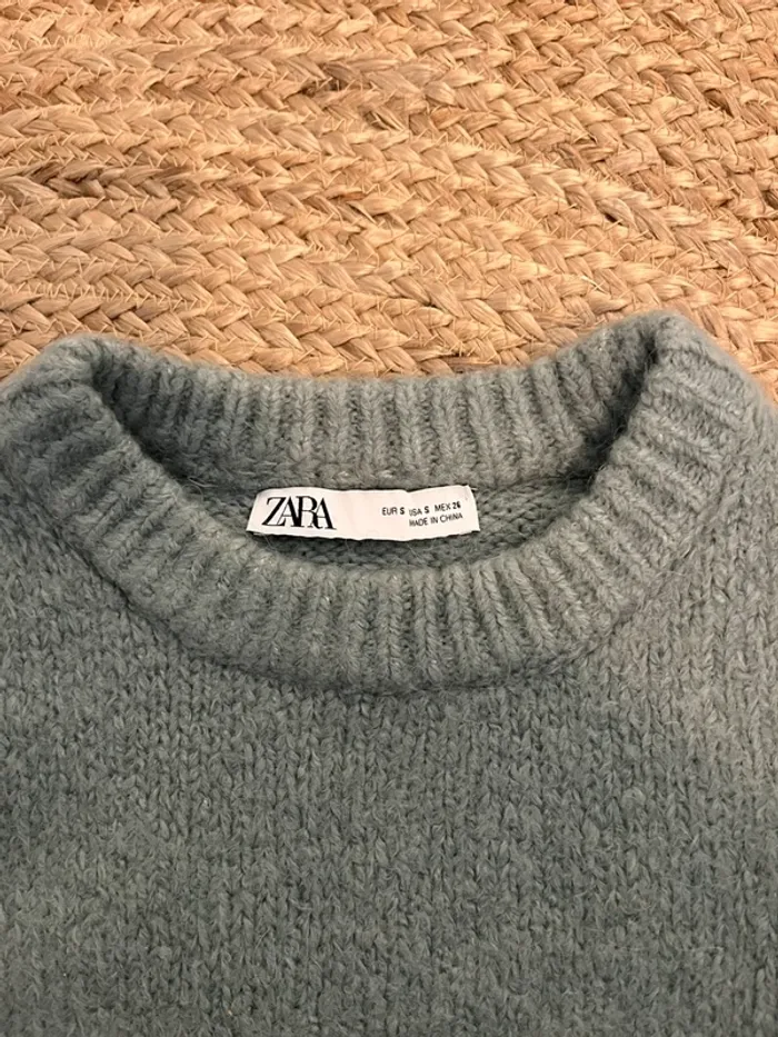 Pull court bleu/vert Zara - photo numéro 2
