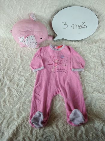 Pyjama grenouillère velours Fille 3 mois Sourinette de lune jolie Tissaia