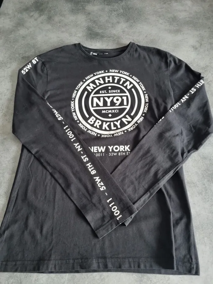 T-shirt à manches longues fille - Taille 16 ans - Gemo - Noir et blanc - photo numéro 6