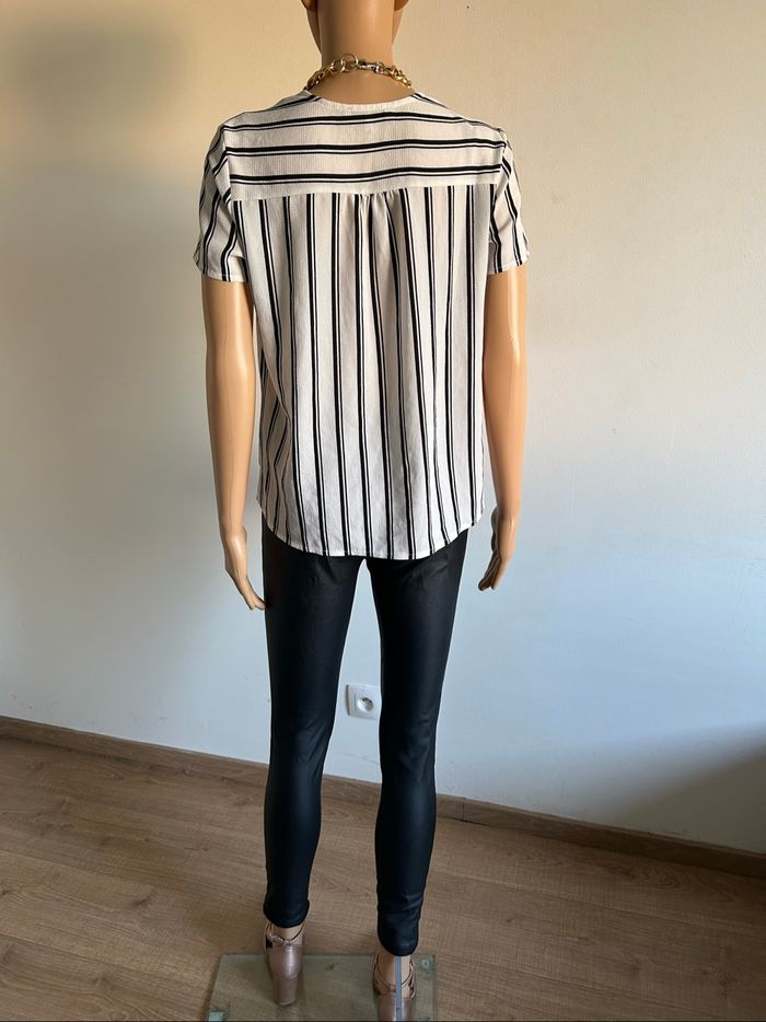 Blouse blanche et noire à manches courtes Morgan taille 36 TBE - photo numéro 6