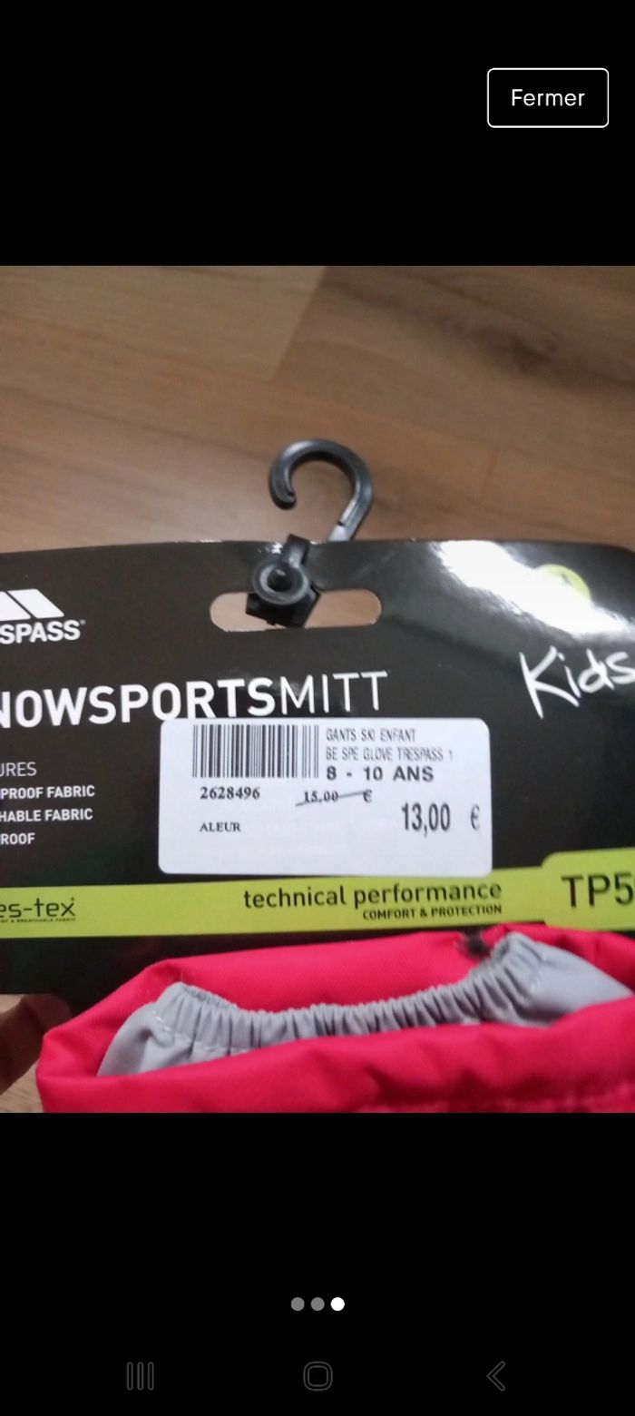 Gant moufles ski 8-10ans - photo numéro 2