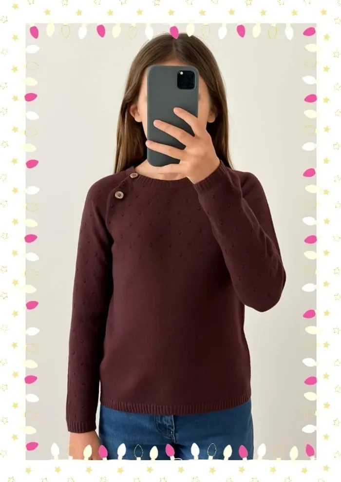 Pull marron enfant fille taille 10 ans lililotte