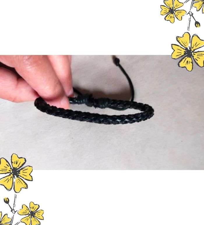 Bracelet noir tressé ajustable – style unisexe - photo numéro 6