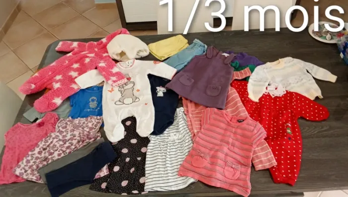 Lot 22 vêtements fille 1/3 mois