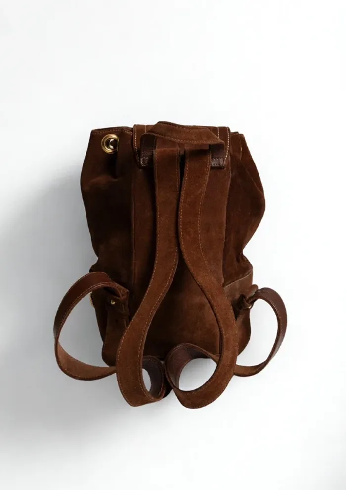 Sac à dos vintage Christian Lacroix en daim chocolat - photo numéro 10