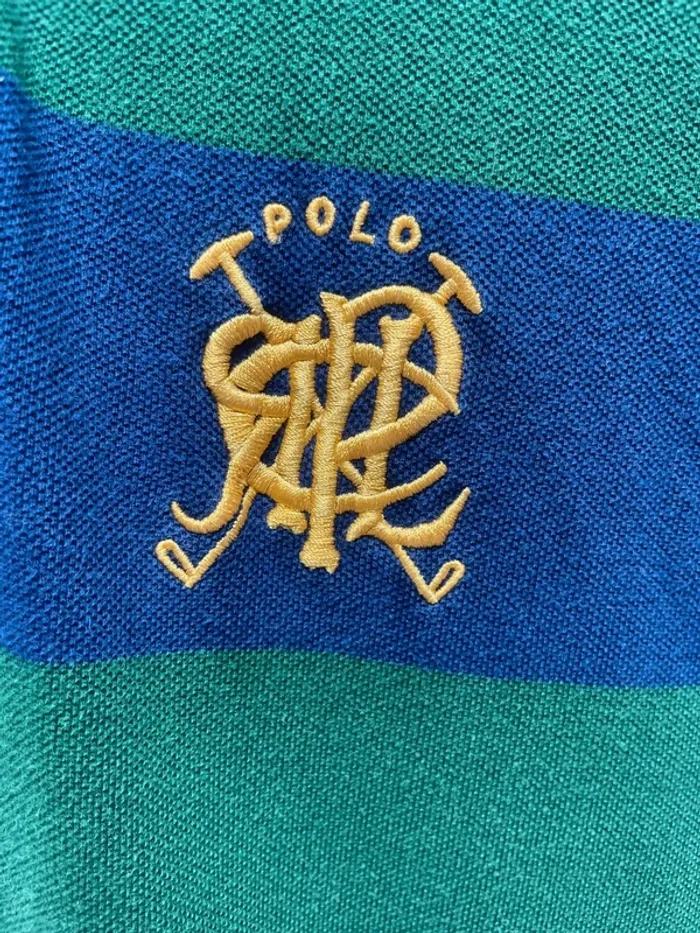 Polo Ralph Lauren vintage embroided green blue Mens M - photo numéro 2