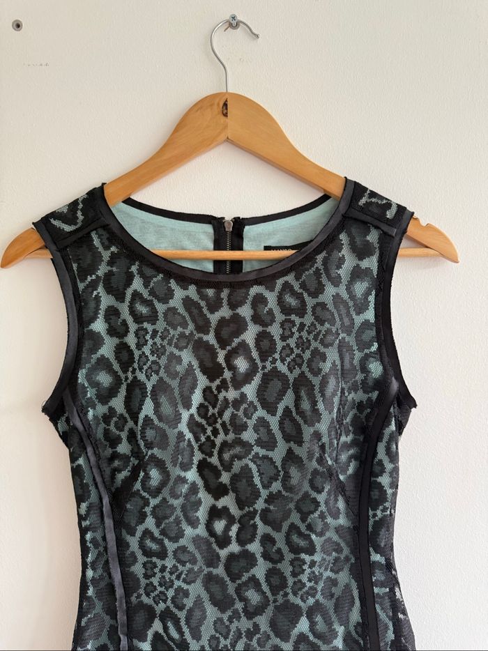 Robe chic moulante noire turquoise mango taille 36 S - photo numéro 2