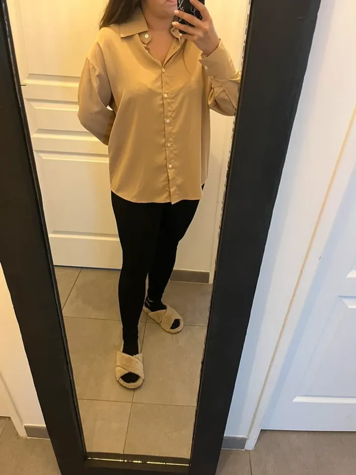 Chemisier blouse beige uni