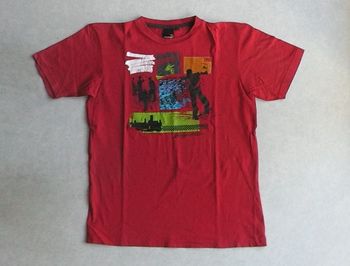 Maillot manches courtes "Longboard" rouge imprimé