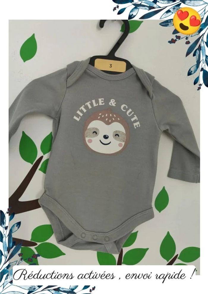 Body paresseux C&A 0/1mois 56cm - photo numéro 2