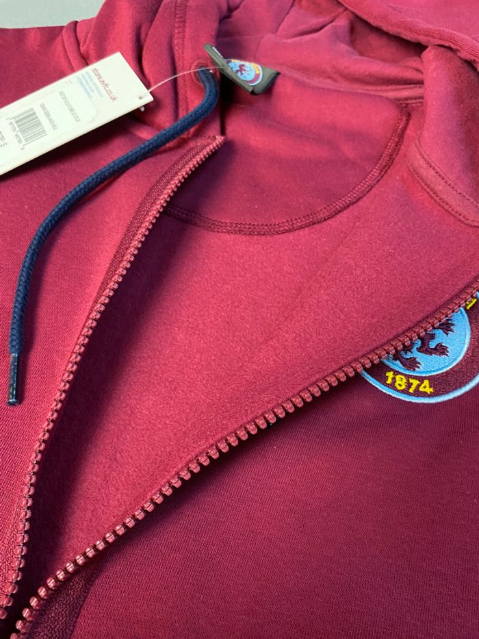 Aston Villa FC - Sweat capuche zippé brodé réglable Full-zip hoodie NЕUF (prix normal: 54eur) - photo numéro 5