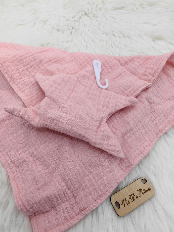 Doudou plat Lange Étoiles Rose Bébé Douceur - photo numéro 2