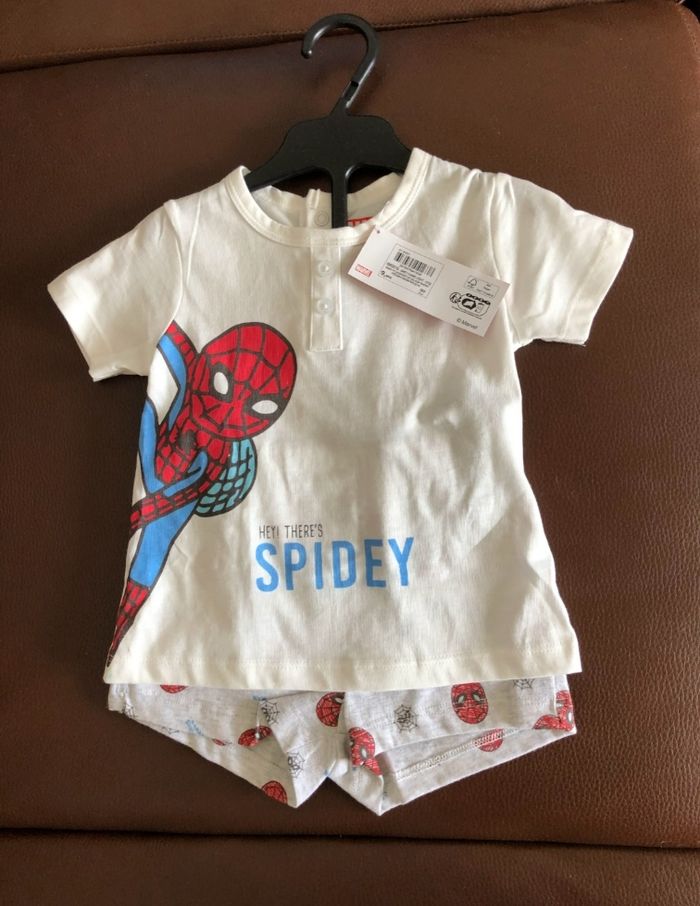 Ensemble tee-shirt short garçon spiderman marvel 67 cm 6 mois - photo numéro 1