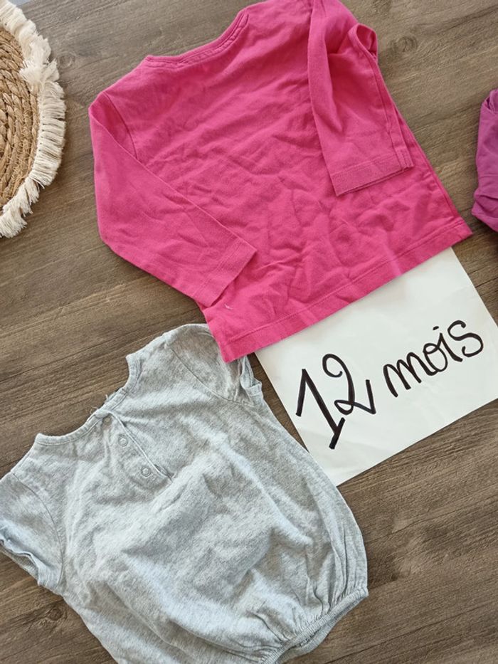 🌞 lot de 3 t-shirts fille 12 mois bon état - photo numéro 5