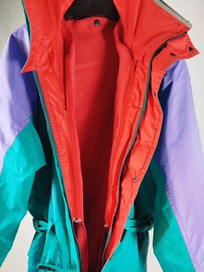 Combinaison ski K-way Polaire amovible Vintage Kway 90 Combi Snowboard vert violet M/L - A831 - photo numéro 5