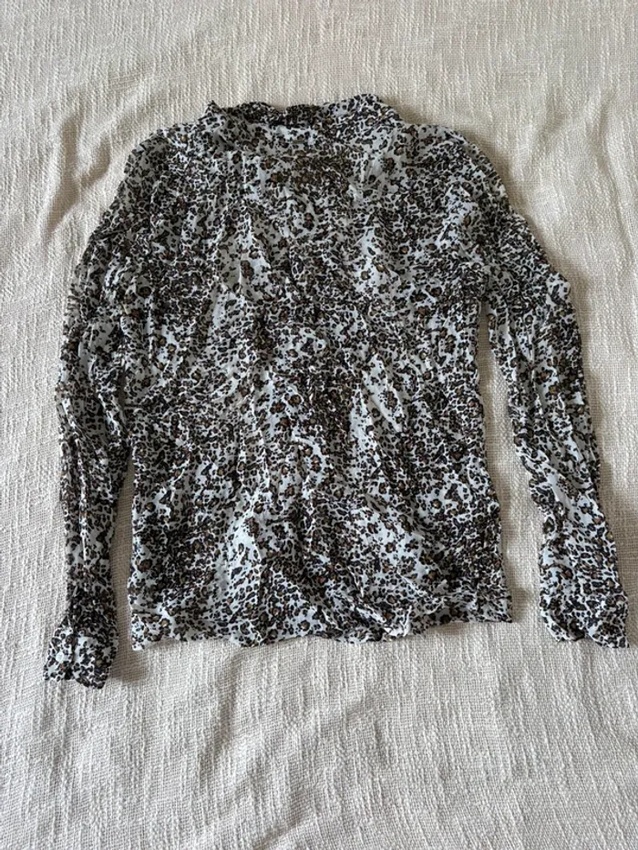 Chemise IKKS, taille 36 marron blanc - photo numéro 2