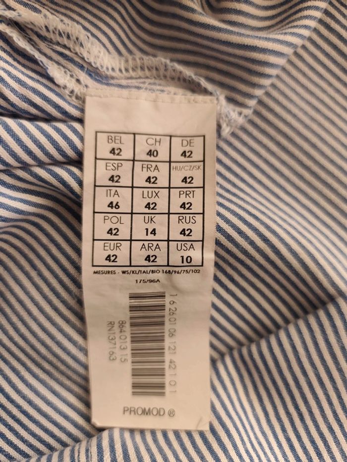 Chemise à rayures brodée T 42 Promod - photo numéro 3