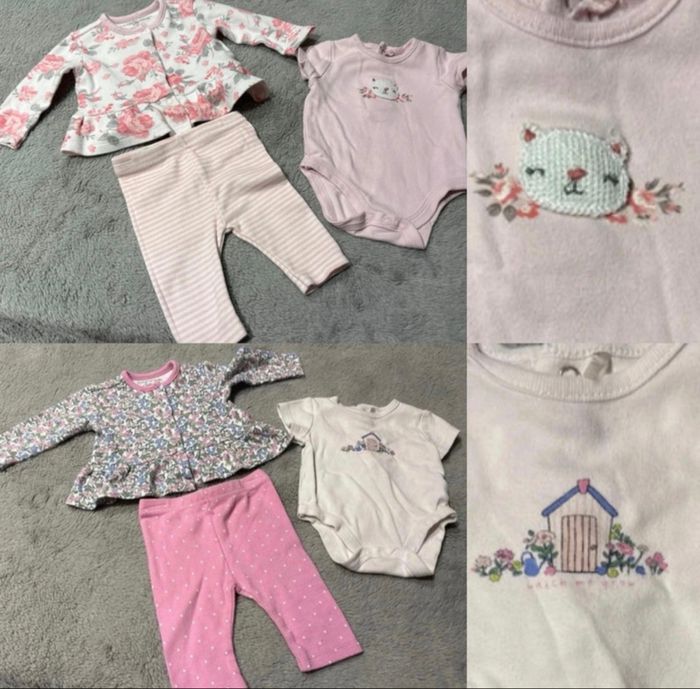 Lots de 2 ensembles filles 1 mois