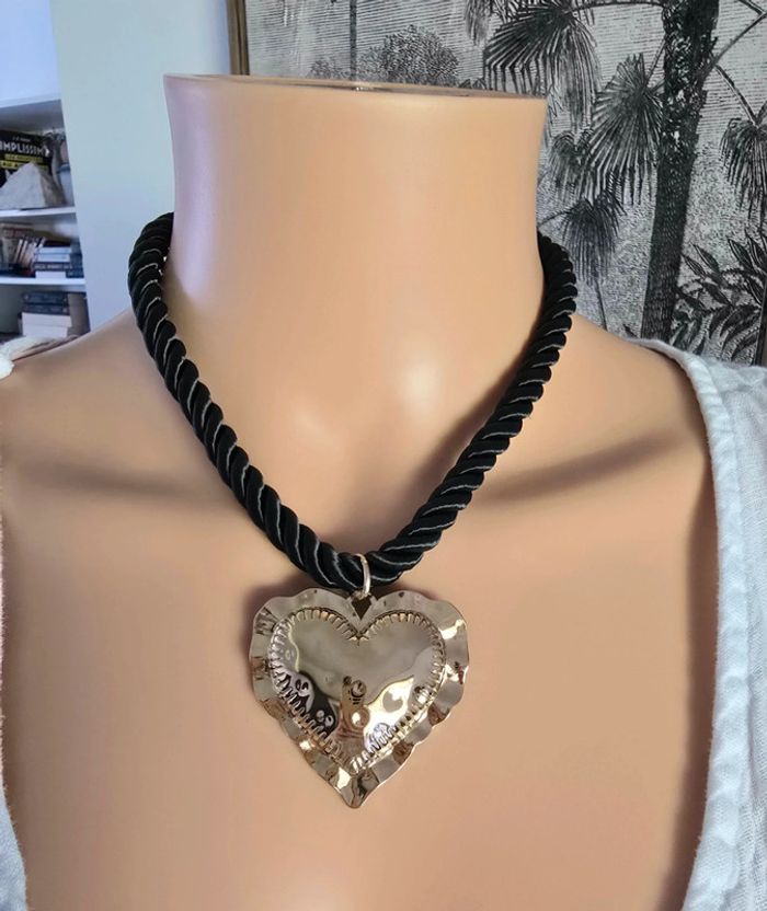 Collier Coeur sur cordon - photo numéro 2
