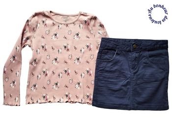 6 ans ensemble teeshirt côtelé et jupe