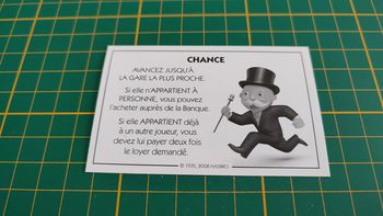 Carte chance la gare la plus proche jeu de société Monopoly parties rapides Hasbro #C25