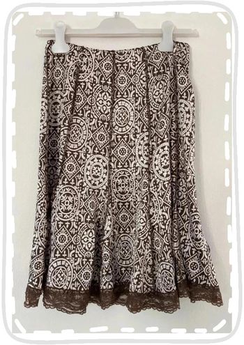 Jupe Satin Marron & Blanc Dentelles Taille 36/S
