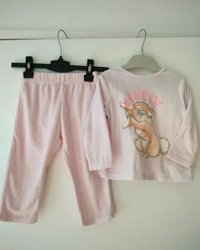 (e) Pyjama Velours rose Disney 18mois