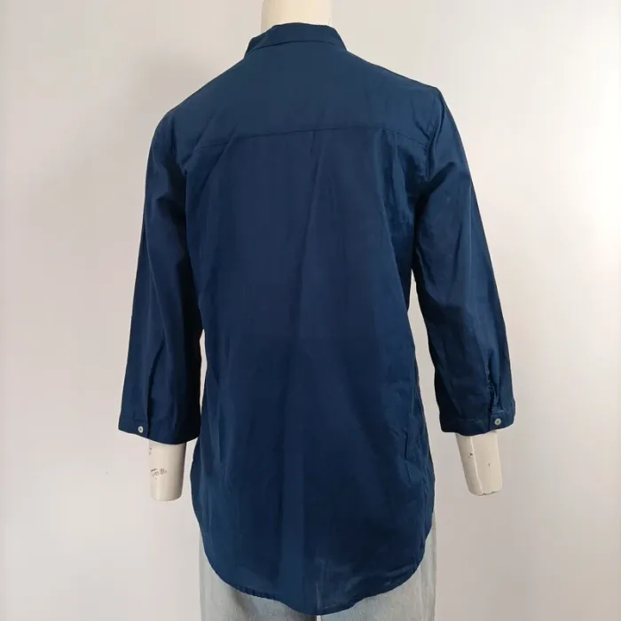 Chemise col Mao - broderie fleurs - 100% coton - Bleu marine - Massimo Dutti ; 34 A293 - photo numéro 5