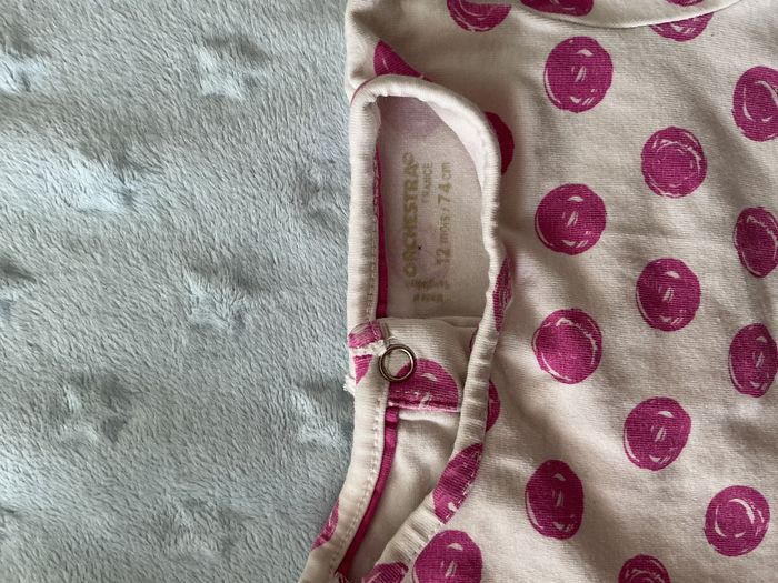 teeshirt manches longues blanc à pois fuchsia 12 mois orchestra - photo numéro 8