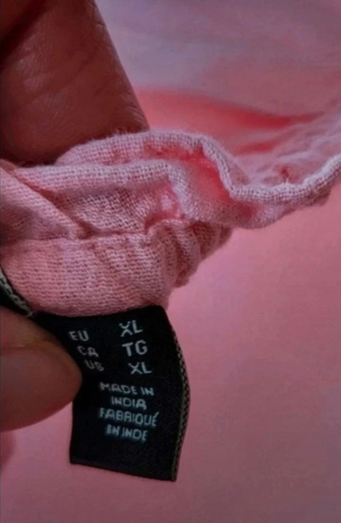 Robe chemise 100% coton rose pâle avec manches courtes froufrous. 42/44. Neuve - photo numéro 6
