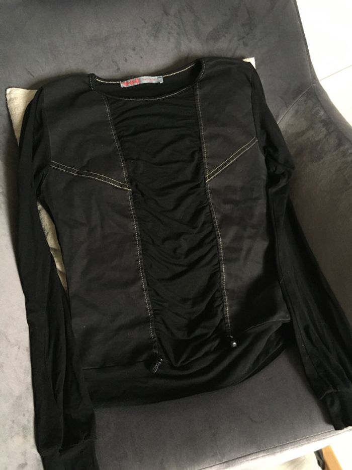 Sweat noir bi matière taille 38 - photo numéro 3