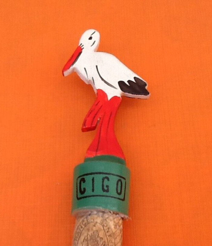 Ancien bouchon de bouteille CIGO Cigogne Bois - photo numéro 3