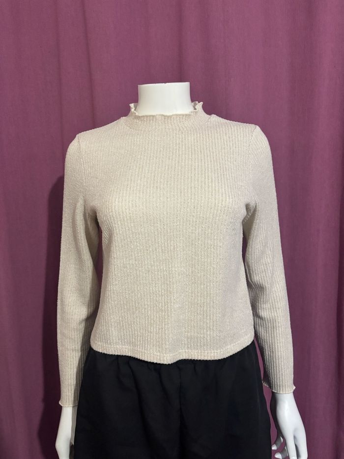 Pull beige effet côtelé, Kiabi, taille M / 38 - photo numéro 2