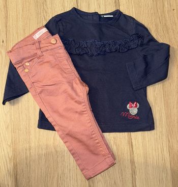 Ensemble fille pantalon rose et haut marine Disney