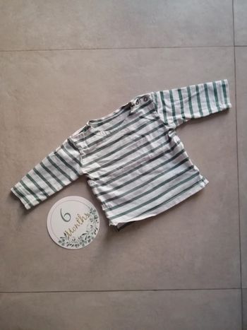 T-shirt rayé vert blanc 6 mois